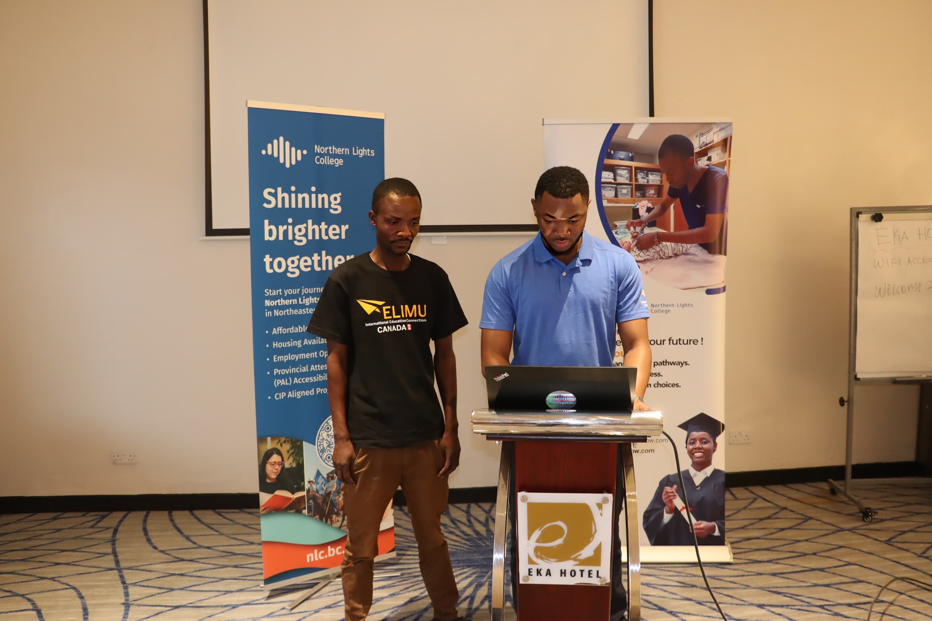 Elimu staff member speaking at the Kempinsky conference
